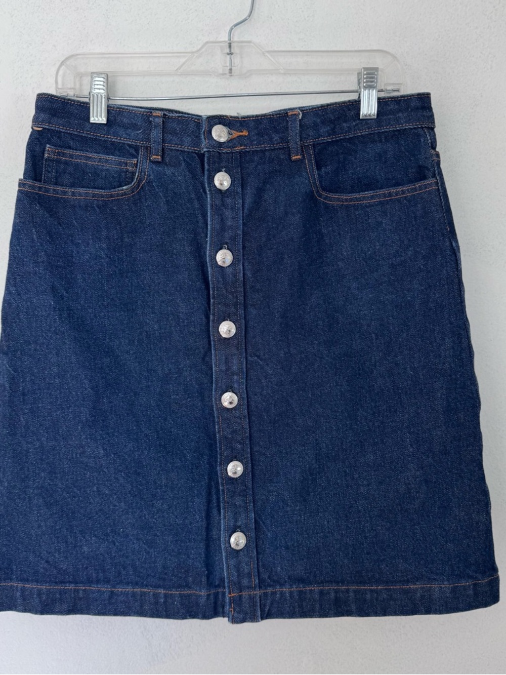A.P.C. Button Front Denim Skirt IAI Indigo size FR42 Large